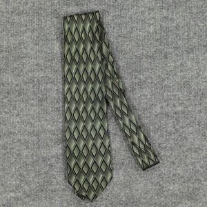 Croft & Barrow Tie Mens One Size Green Diamond Geometric Silk Necktie Classic